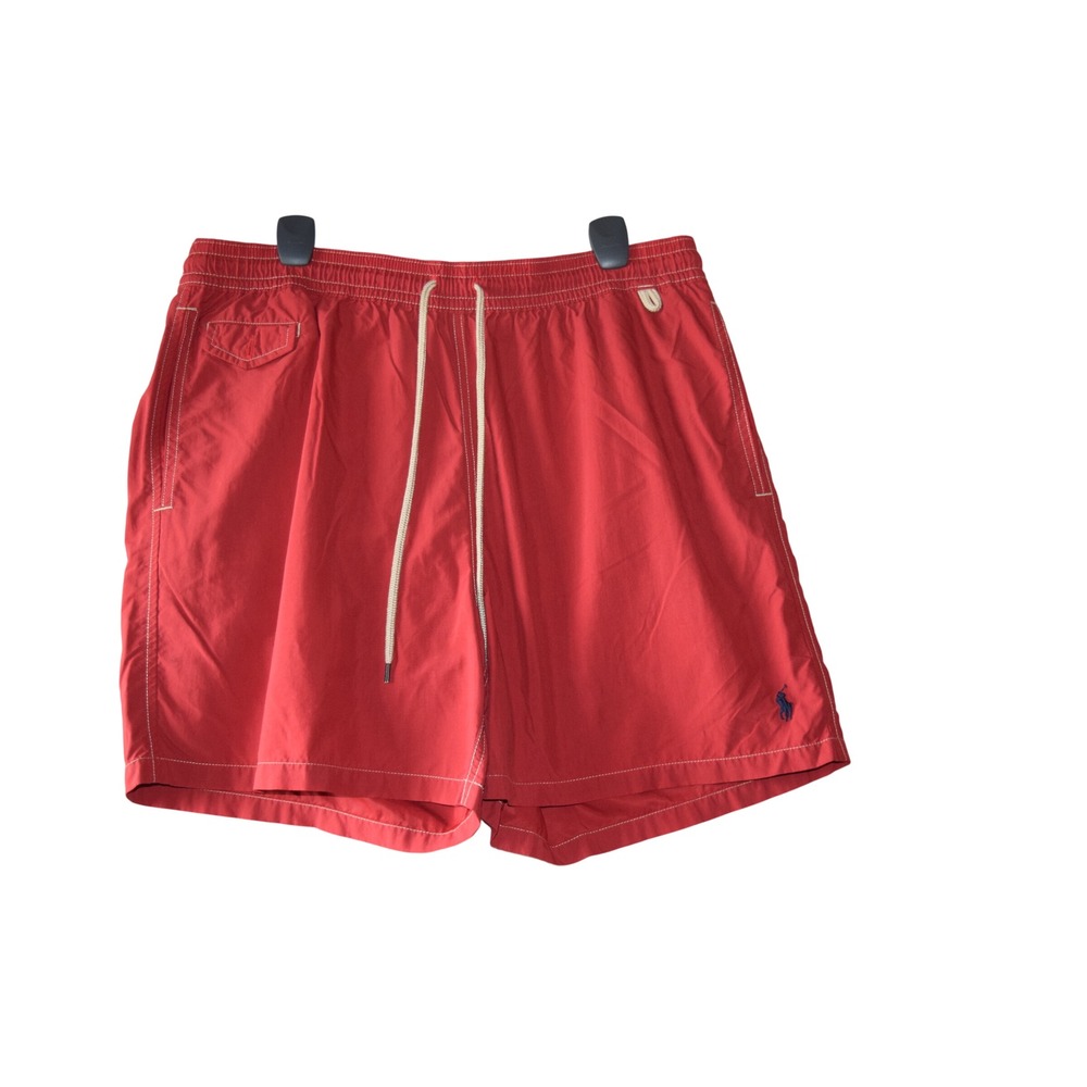 Polo Ralph Lauren Swim Trunks Men XXL Red Excellent Mesh Lined Drawstring Pony